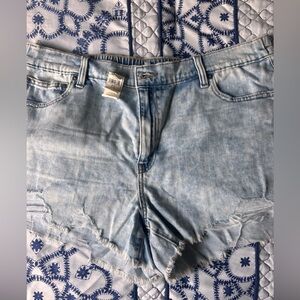 American Eagle Outfitters Blue Jean Shorts with Embroidery